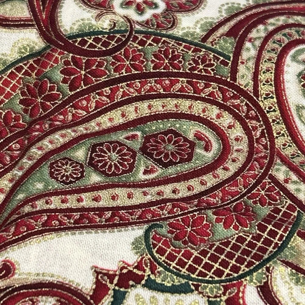 Imperial Collection Paisley Cotton Quilting Fabric Red Green Gold 31